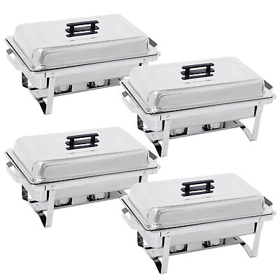 4PCS Rectangular Stainless Steel Chafing Buffet Chafing Dish Sets 8 QT Capacity $128.58