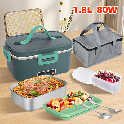 #ad 80W Electric Heated Lunch Box Portable Food Warmer Lunch Bento Box 12V 24V Plug $32.99