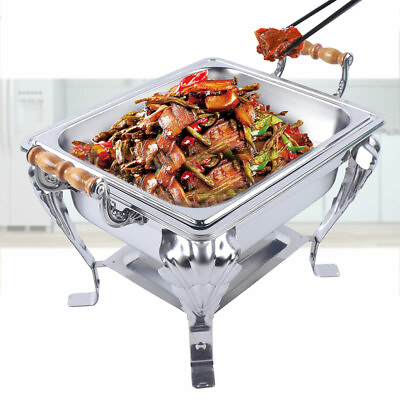 #ad Stainless Steel Chafing Dish Buffet Set Rectangle Buffet Warmer Chafer Set Party $55.65