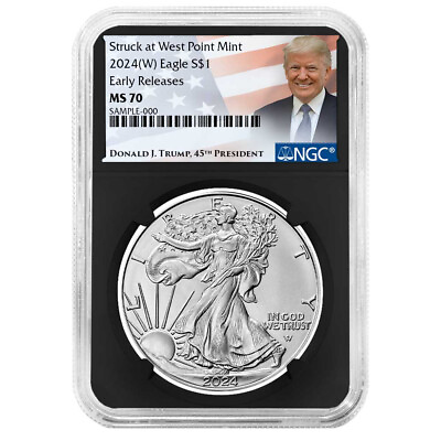#ad 2024 W $1 American Silver Eagle NGC MS70 ER Trump Label Retro Core $57.97