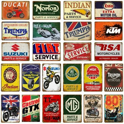 #ad Motor Oil Metal Sign Classic Motorcycle Poster Vintage Moto Bike Decoration Bar $9.96