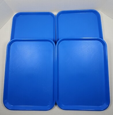 #ad Cambro 1216FF Lot Of 4 16 in x 12 Inch Blue Fast Food Tray MADE IN USA EUC $29.88