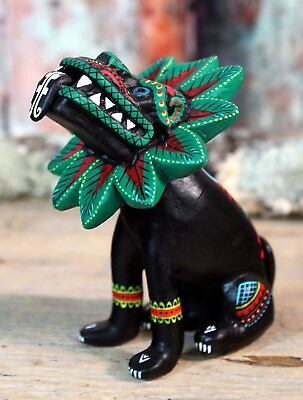 Quetzalcoatl Dog Feathered Serpent Head Dog Body Handmade Puebla Mexico Folk Art $58.00