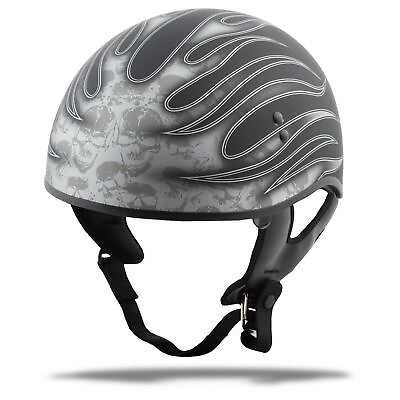 #ad #ad GMax GM65 Half Helmet Flame Matte Black Dark Silver X Small G1657333 $19.92