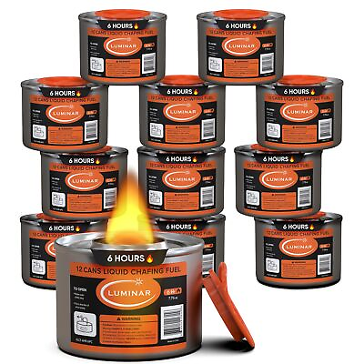 #ad Luminar Resealable wick Chafing Fuel Cans 12 Pack 6 Hour Premium Quality Bur $33.79