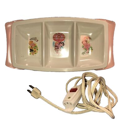 #ad VTG GENERAL ELECTRIC Heat N Serve Baby Food Warmer Dish Pink Works $17.99