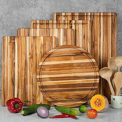 Teak Wood Cutting Board with Juice Groove Wooden Chopping Board For Kitchen $36.99