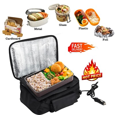 12V Portable Food Heating Lunch Box Electric Heater Warmer Bag with Car Charger $24.59