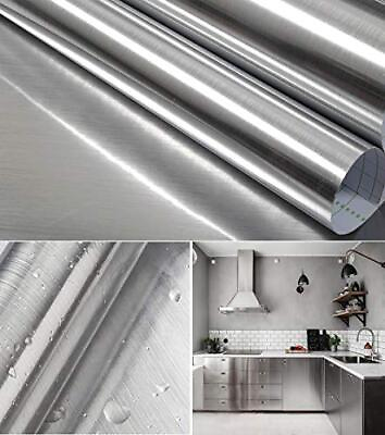 Stainless Steel Silver Contact Paper Vinyl Self Adhesive Film Kitchen Countertop $9.74