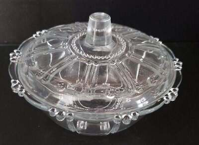 Vintage Clear Glass Oyster amp; Pearl Covered Candy Dish With Lid KIG Indonesia $25.99