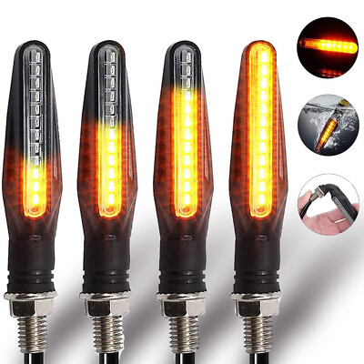 4x Flowing LED Motorcycle Turn Signals Light Blinker Indicator Tail Lights Amber $17.42