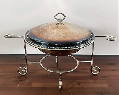 #ad Vintage Oneida OL Warming Chafing Dish With Stand amp; Pyrex 023 Dish $79.94
