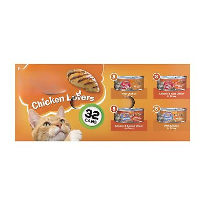 #ad Pate Wet Cat Food for Adult Cats Soft Chicken Lovers Variety Pack 5.5 oz Cans $22.98