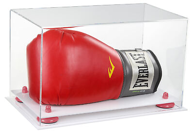 Single or Double Boxing Glove Display Case w Pink Risers amp; White Base A011 $110.99
