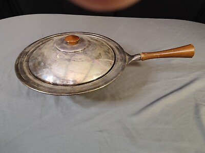 #ad Vintage Chafing Dish Copper with Silver Plating amp; Wooden Handle $13.00