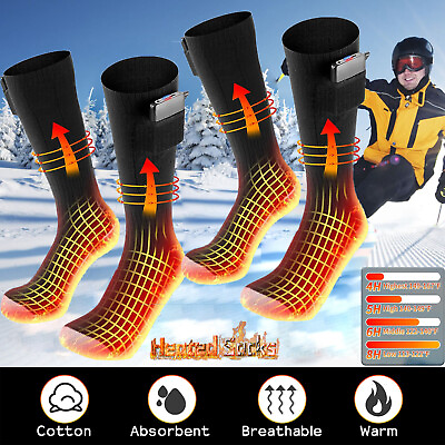 #ad Men Women Winter Foot Warmer Electric Heated Socks Rechargeable 5000mAh Battery $36.95