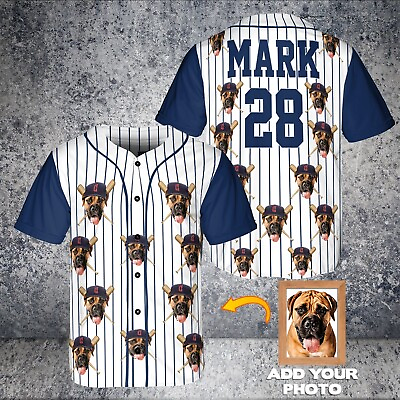 #ad #ad Custom Cleveland Guardians Baseball Jersey Personalized Dog Photo Add Your Name $32.39