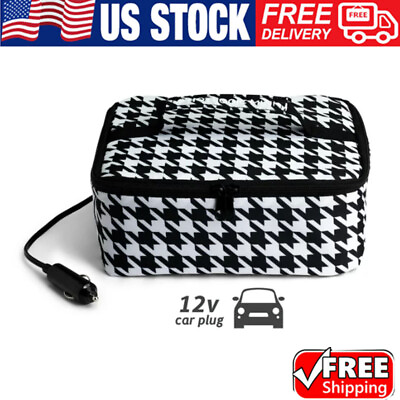 #ad Portable 12V Personal Food Warming Tote Food Warmer Lunch Bag Houndstooth NEW $39.37