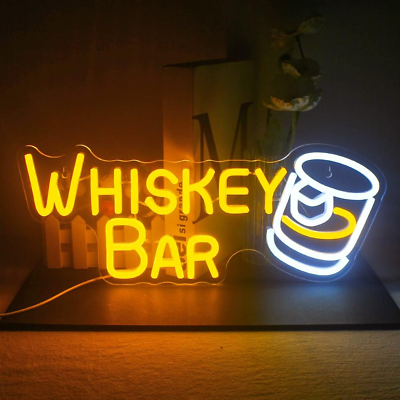 #ad Whiskey Bar Neon Sign Led Neon Lights for Wall Decor Light up Bar Signs for Home $52.10