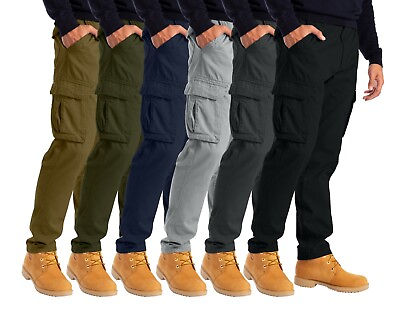 Alamo Men#x27;s Straight fit Cargo Combat Trousers 6 pocket Workwear full Pants $23.79