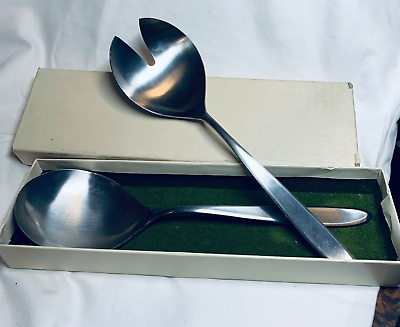 #ad Vintage Serving Soup and Salad Spoons Mid Century Stainless Steel Japan $13.63