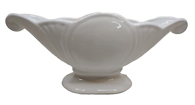 #ad Vintage Gilmer Pottery Footed Console Bowl #325 White 15quot; X 5.5quot; X 6.75quot; $34.99