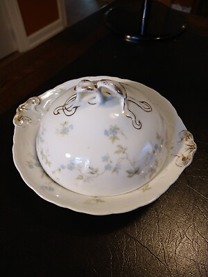 #ad #ad Bavaria Iris COVERED BUTTER DOME Dish with Insert Vintage Floral Porcelain $39.00