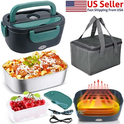 #ad #ad 1.5L Portable Thermoplastic Polymer Bento 40W Electric Heating Lunch Box Green $39.99