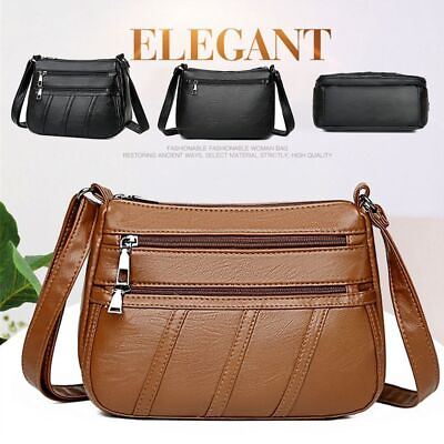 #ad #ad Black Brown Sling Shoulder Bag PU Leather Tote Fashion Mobile Bag Women Girls AU $14.64