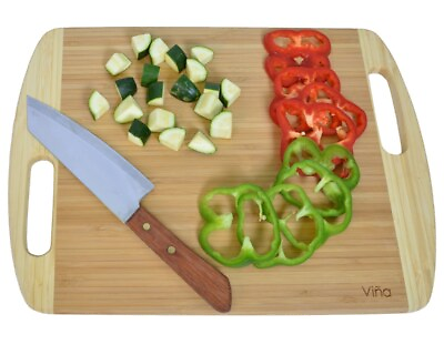 Vina Premium Bamboo Cutting Board ?C Extra Large 16quot; x 11.5quot; Kitchen Chopping $9.99