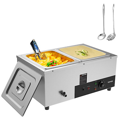 #ad VEVOR Commercial Food Warmer 2x12Qt Electric Bain Marie Steam Table Buffet Pan $119.99