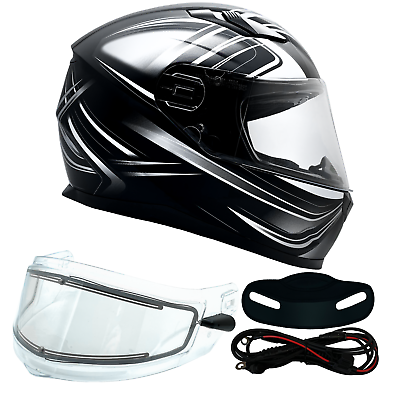#ad Adult Snowmobile Helmet Gray Full Face Heated Shield Sledding Snow Machine $115.00
