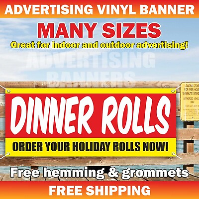 #ad DINNER ROLLS Advertising Banner Vinyl Mesh Sign BAKERY GROCERY STORE Food Buffet $219.95
