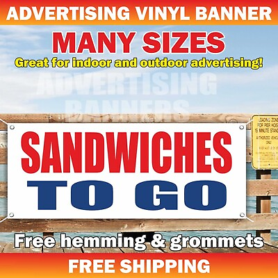 #ad SANDWICHES TO GO Advertising Banner Vinyl Mesh Sign Street Food hot dog burger $219.95