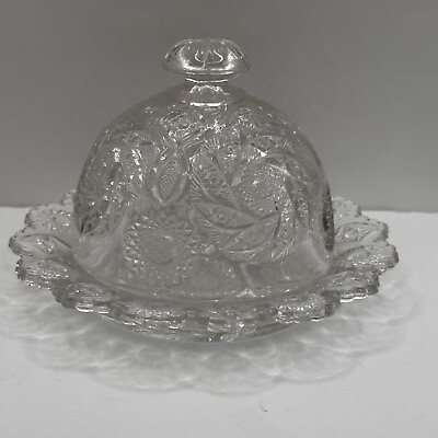 #ad Vintage Cut Crystal Round Covered Butter Dish Cheese Dome Dish Pinwheel amp; Stars $14.00