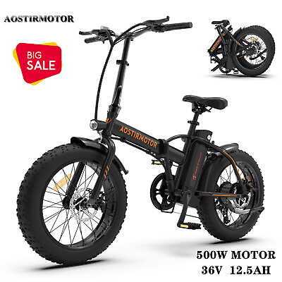 Aostirmotor Ebike 20quot; 500W 36V Fat Tire Electric Folding Bike Bicycle for Adults $669.00