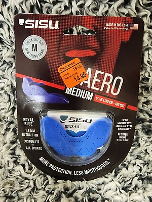 SISU NextGen Aero 1.6mm Moldable Mouthguard Medium 5#x27; 6#x27; Mouth Blue $14.00