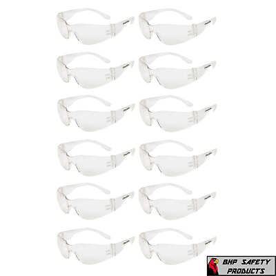 12 PAIR PACK Protective Safety Glasses Clear Lens Work UV ANSI Z87 Lot of 12 $12.25