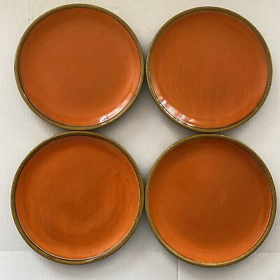 Vintage Italian Baldelli Orange Gold Mid Century Modern Pottery Plates 9quot; $99.99