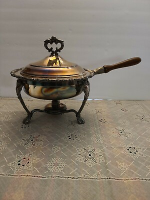 Vintage F.B. Rogers Co. Silver Plated Chafing Dish Removeable Handle amp; Burner $55.00
