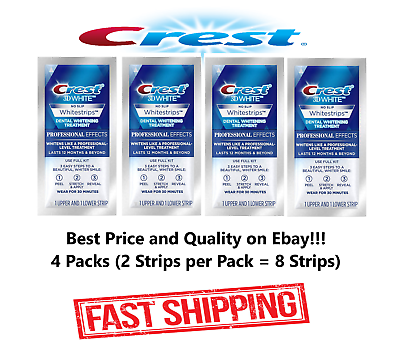 #ad Crest 3D White No Slip Professional Effect Whitestrip Teeth Whitening 4 Packs $15.97