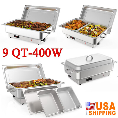#ad 9QT Chafing Dish Buffet Warmer Set Electric Chafer w Lid Catering Buffets Party $84.59