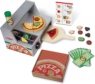 #ad Melissa amp; Doug Top amp; Bake Wooden Pizza Counter Play Set 41 Pieces Toy New Gift $65.99