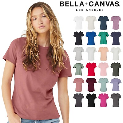 #ad BELLA CANVAS 6400 Women’s Relaxed Fit Tee Ringspun Cotton Jersey T Shirt $12.34