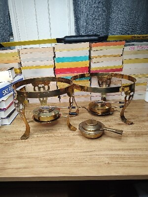 #ad Vintage Copper and Brass Double Pan Chafing Dish 5 pieces $27.99