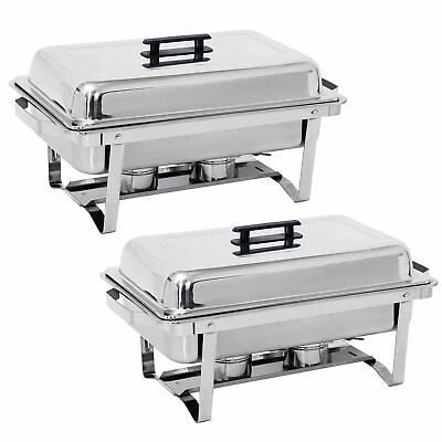 2 Pack Folding Stainless Steel Chafing Buffet Chafing Dish Sets 8 QT Capacity $71.58