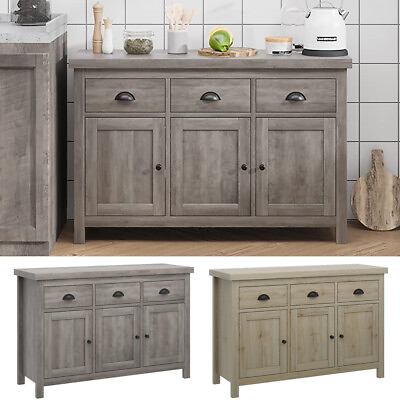Kitchen Buffet Storage Cabinet Farmhouse Bar Sideboard w 3 Doors and 3 Drawers $199.99