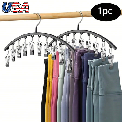 #ad Pants Hangers with Clips Space Saving Legging Organizer Hanging Closet Organizer $7.13