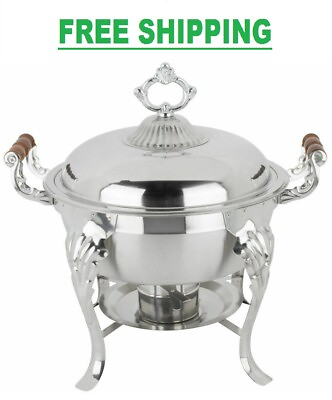 #ad Catering Classic STAINLESS STEEL Chafing Dish 5 QT Half Round Buffet Chafer $87.03