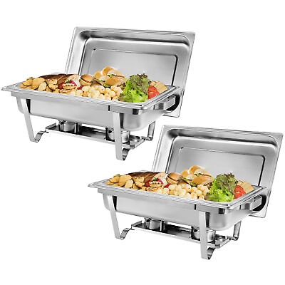 #ad #ad 2 Pack of 8 Quart Stainless Steel Rectangular Full Size Chafing Dish Dinner $61.58